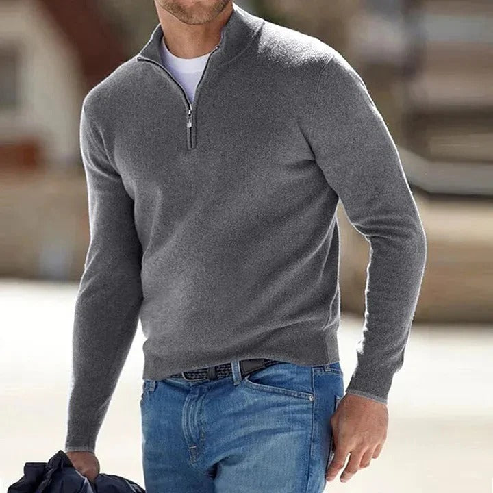 Men's Zip-Neck Casual Jumper