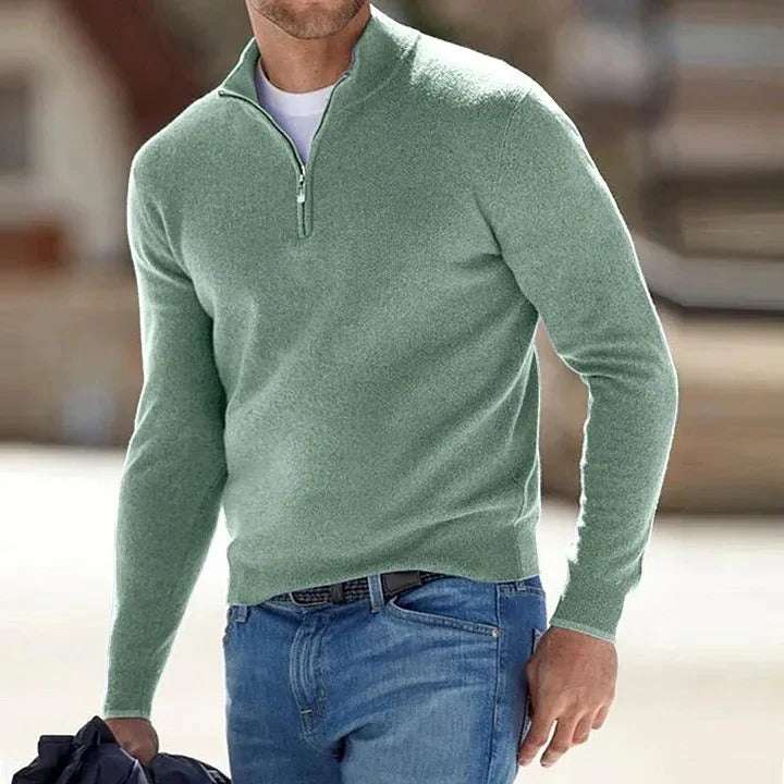 Men's Zip-Neck Casual Jumper