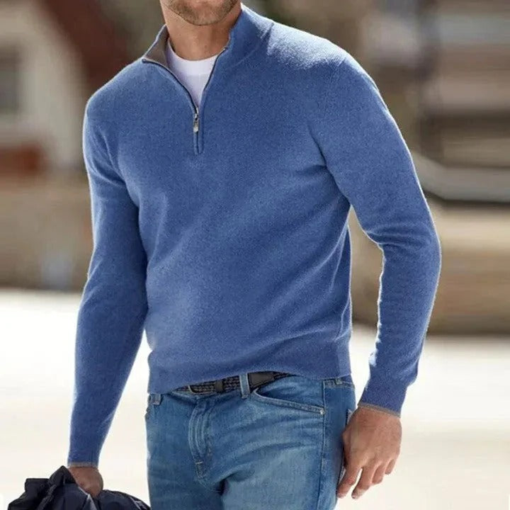 Men's Zip-Neck Casual Jumper