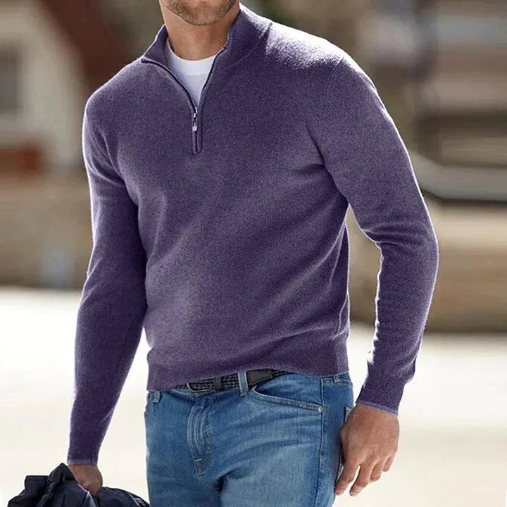 Men's Zip-Neck Casual Jumper