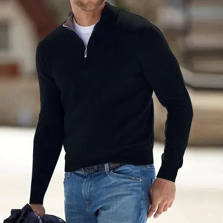 Men's Zip-Neck Casual Jumper