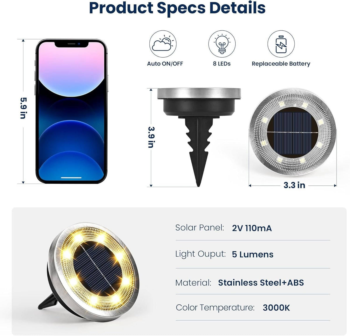 Ten-Pack Solar Ground Lights