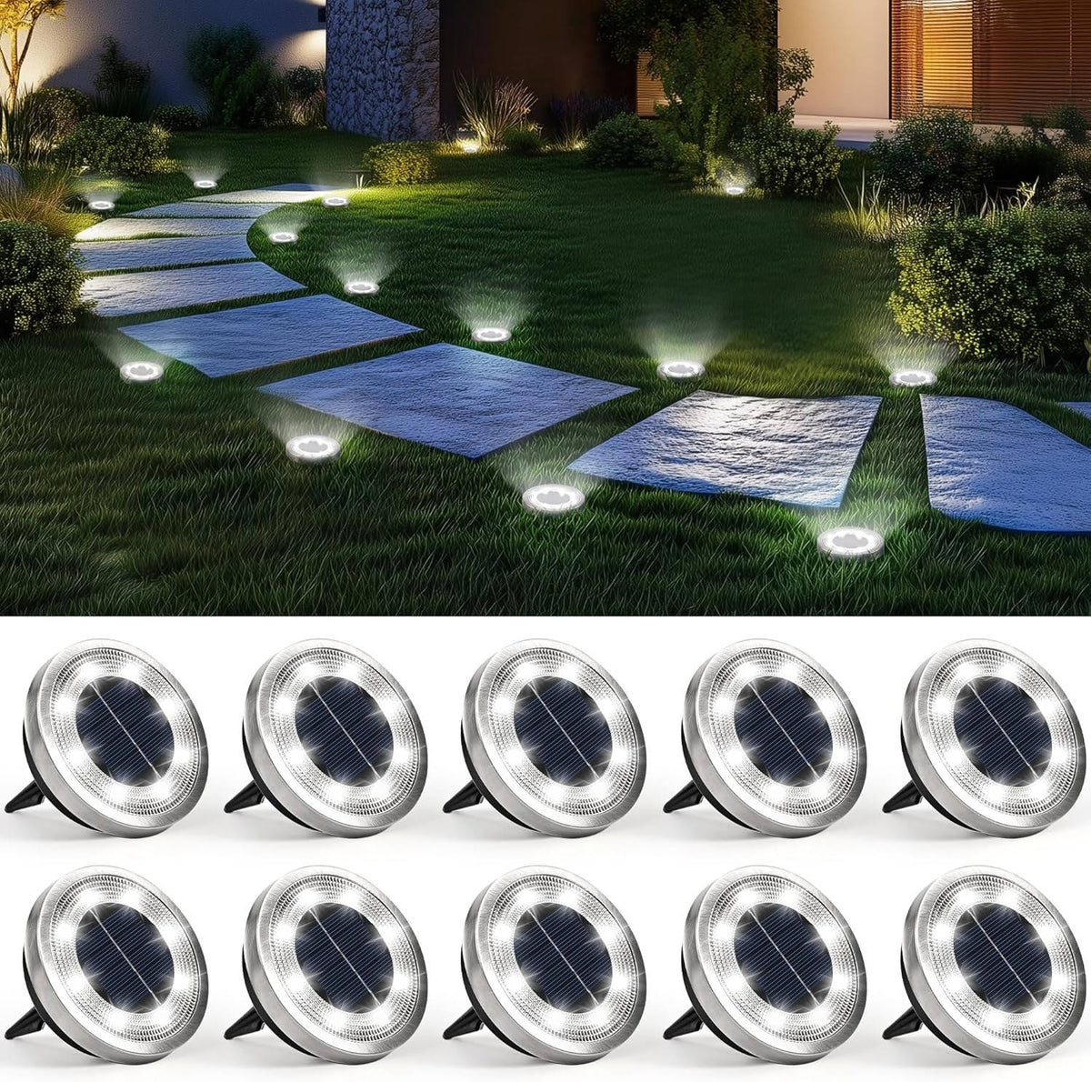 Ten-Pack Solar Ground Lights