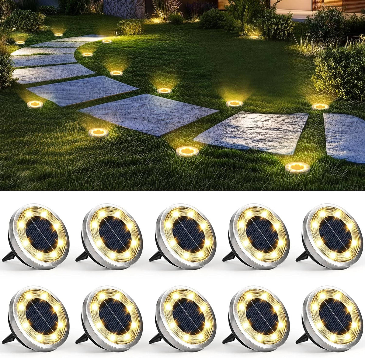 Ten-Pack Solar Ground Lights