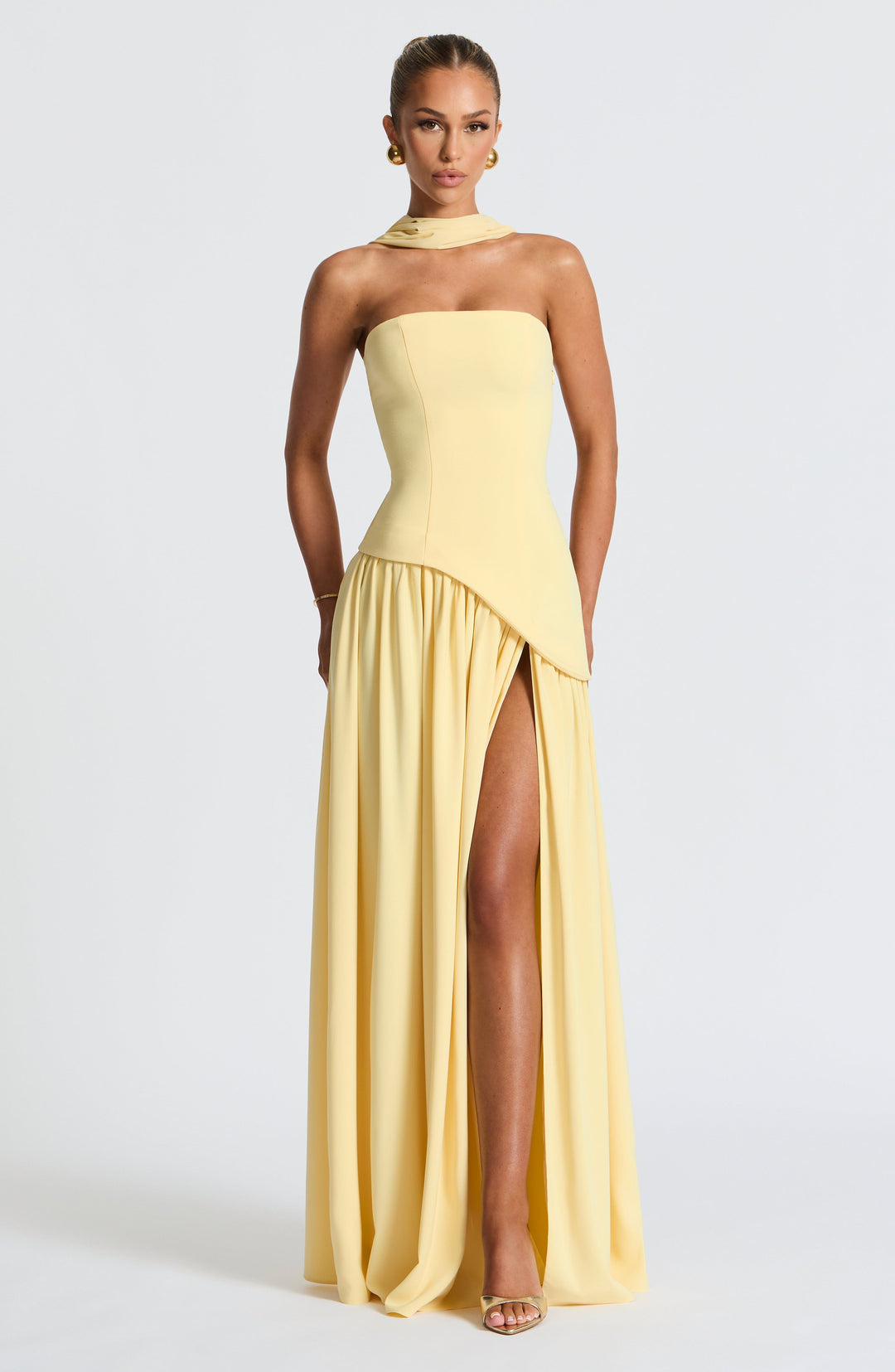 Women's Velour Plunge-Neck Maxi Dress