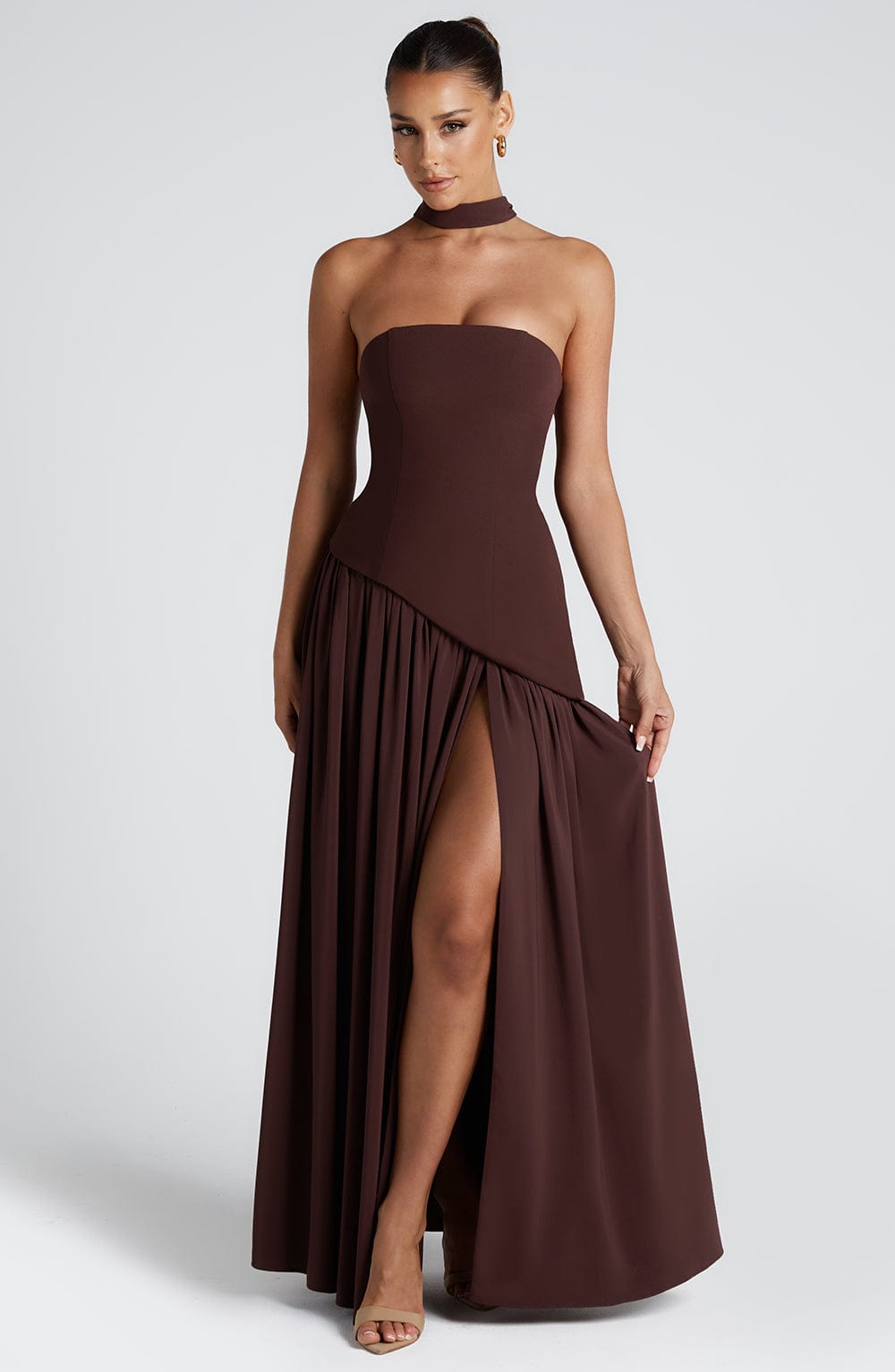 Women's Velour Plunge-Neck Maxi Dress