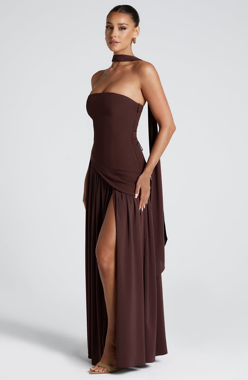 Women's Velour Plunge-Neck Maxi Dress
