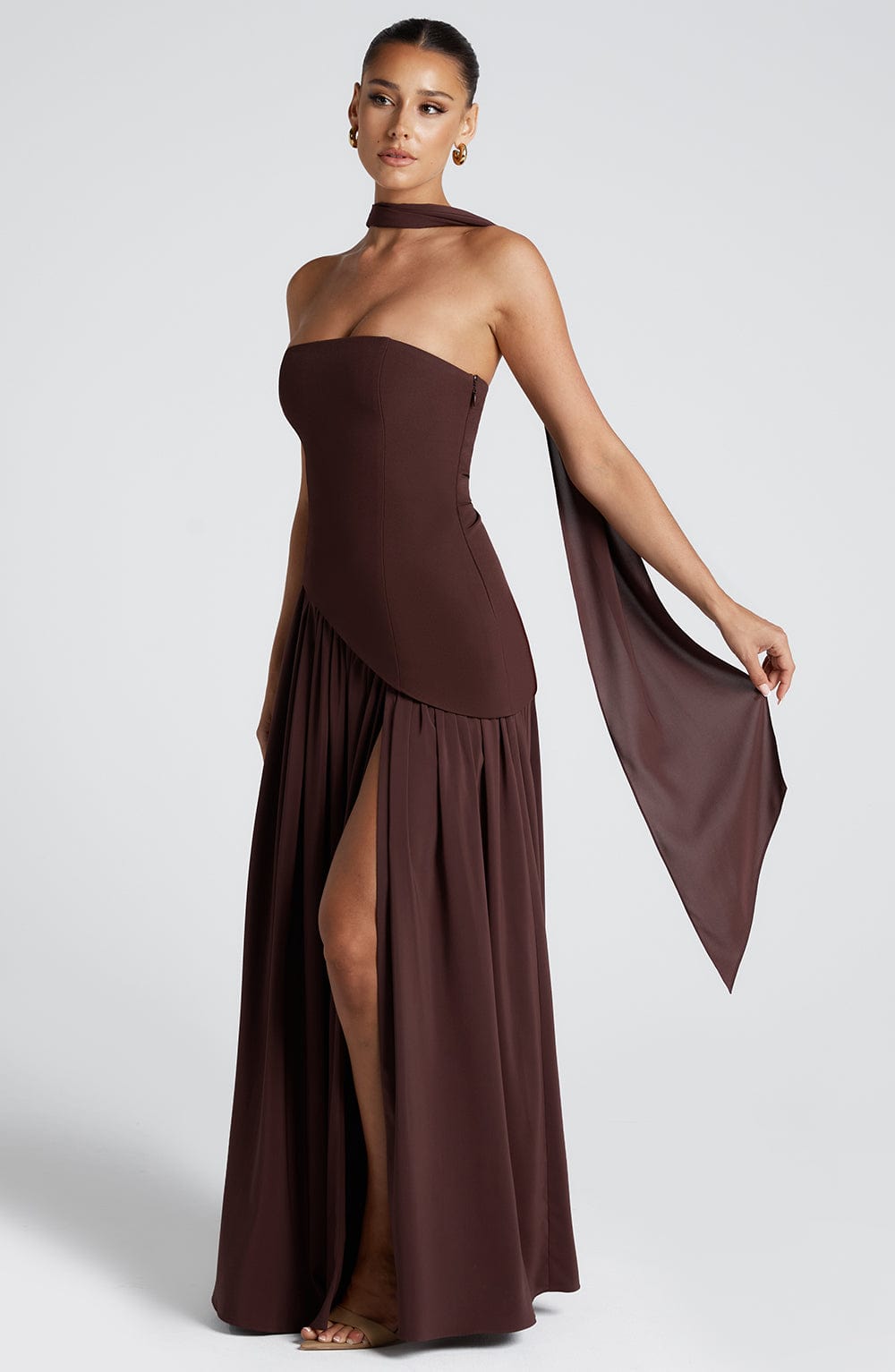 Women's Velour Plunge-Neck Maxi Dress