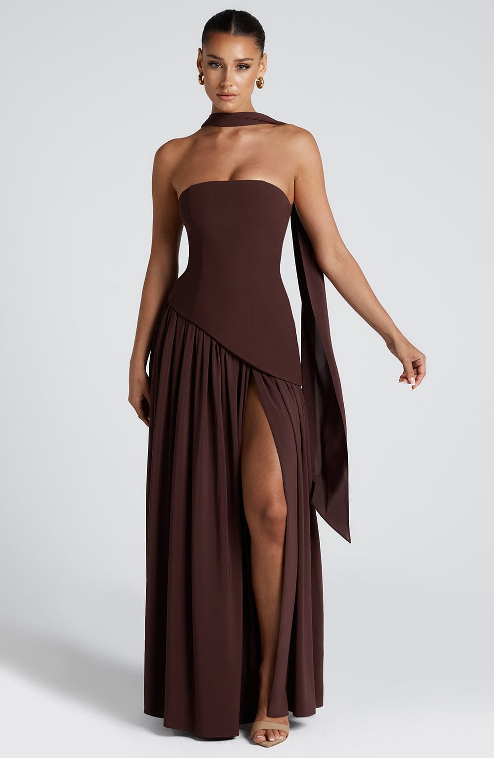 Women's Velour Plunge-Neck Maxi Dress