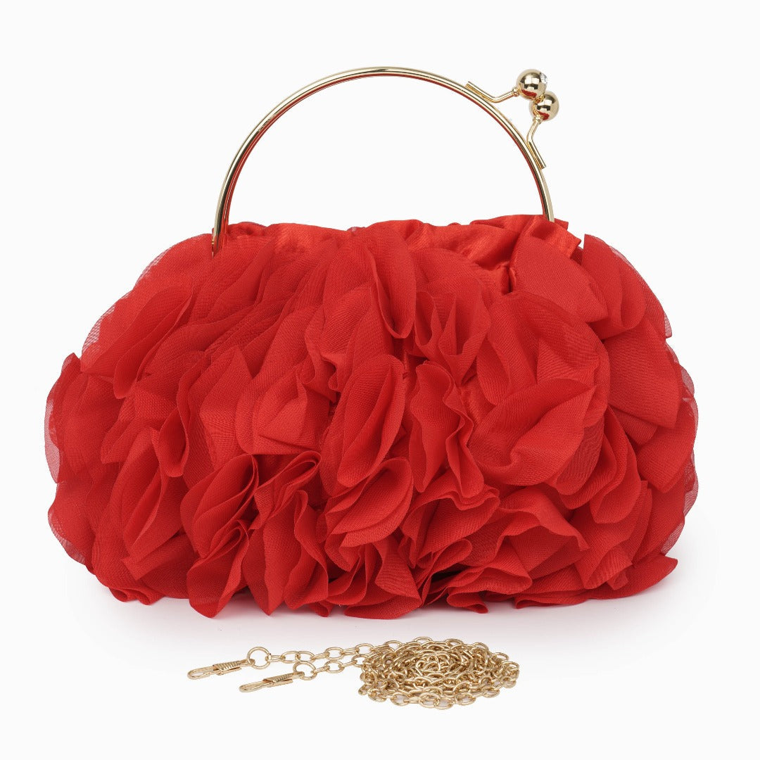 Women's Ruffled Evening Clutch Bag