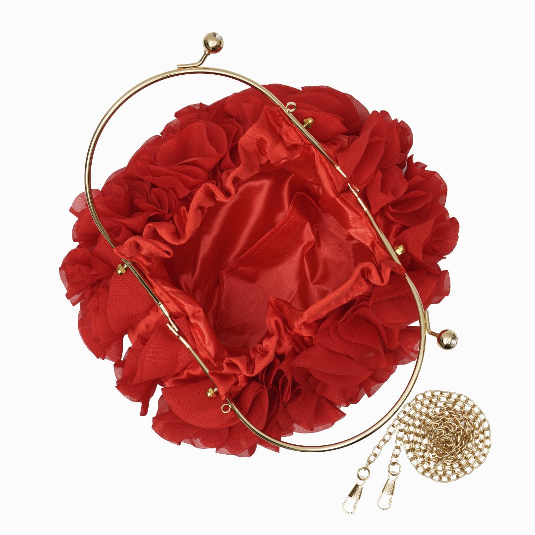 Women's Ruffled Evening Clutch Bag