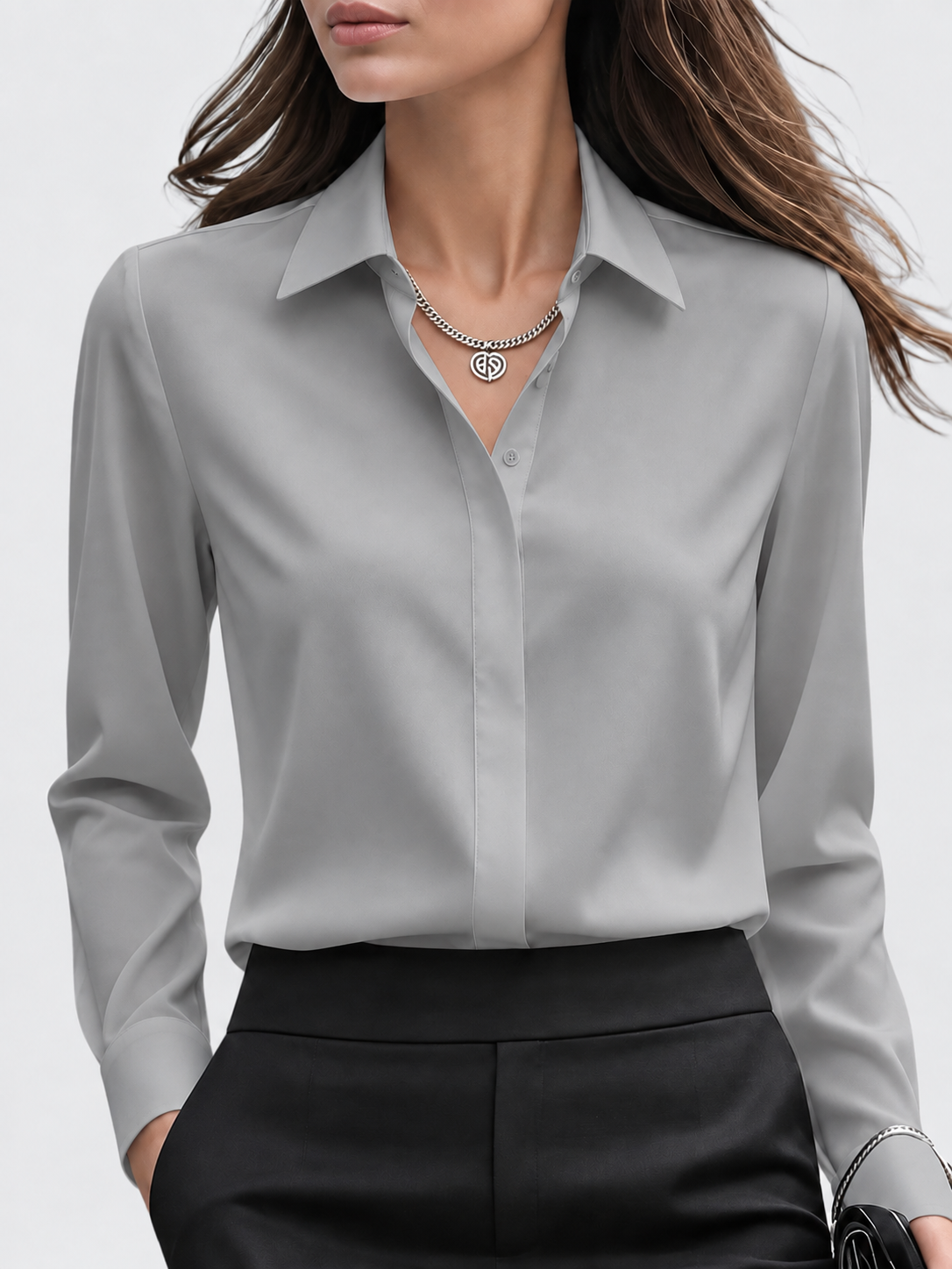 Women's Long Sleeve Button-Front Blouse