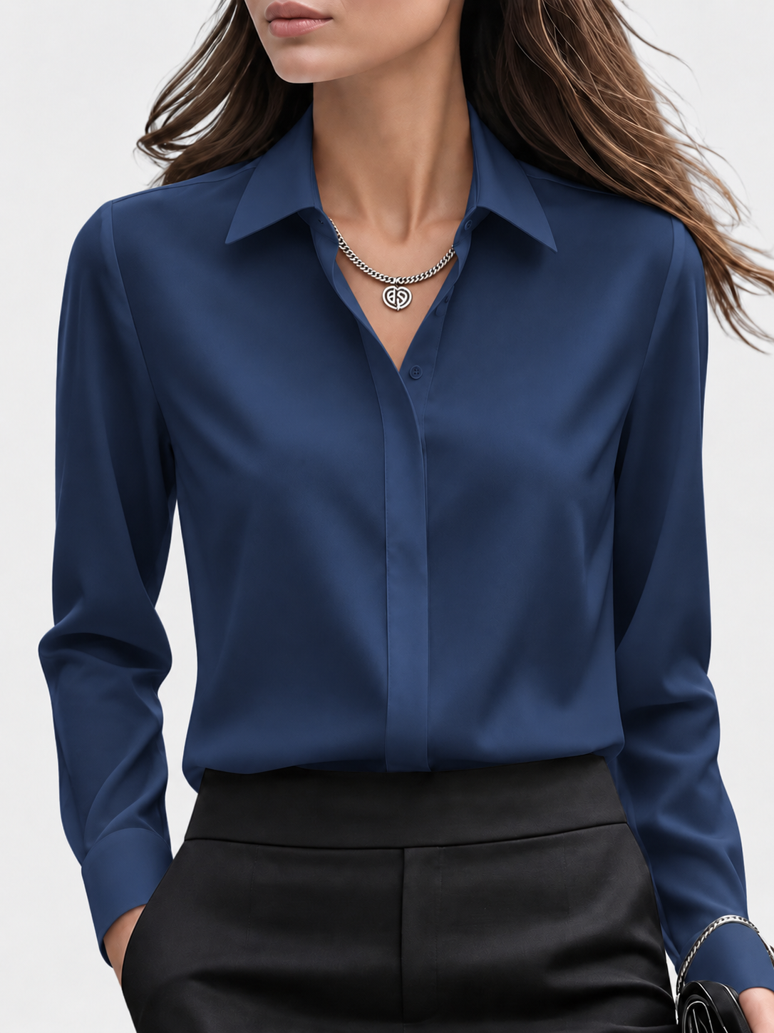 Women's Long Sleeve Button-Front Blouse