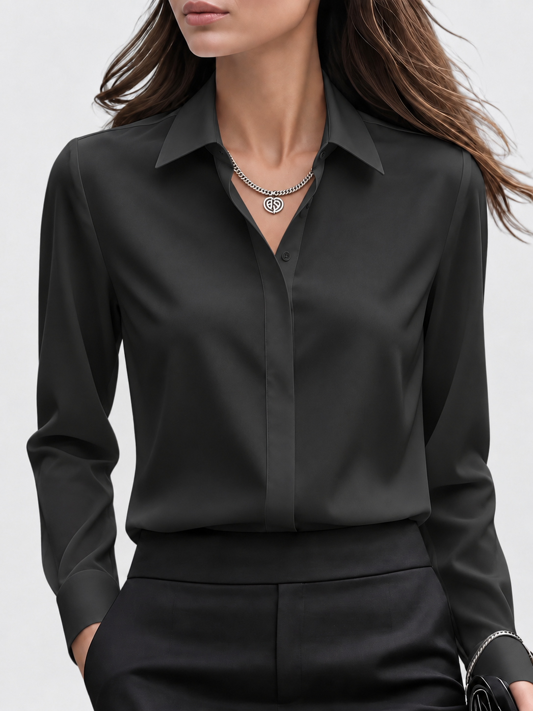 Women's Long Sleeve Button-Front Blouse
