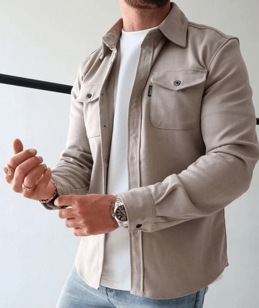 Men's Modern Slim Fit Shirt Jacket – Dual Pocket Shacket
