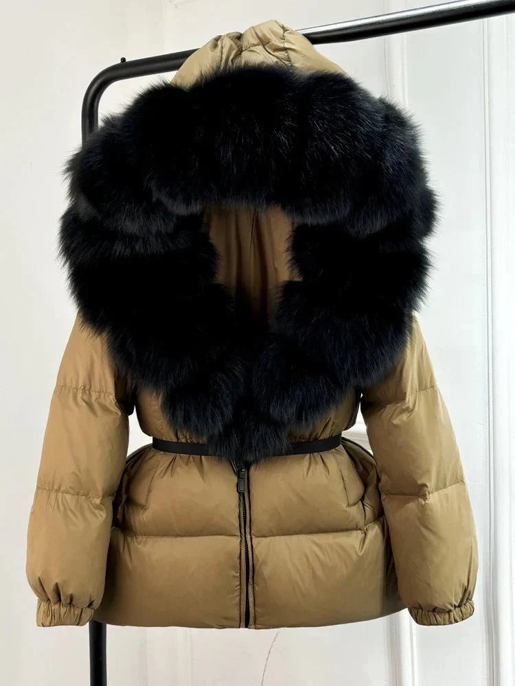 Women’s Hooded Winter Puffer Jacket with Fur-Style Trim