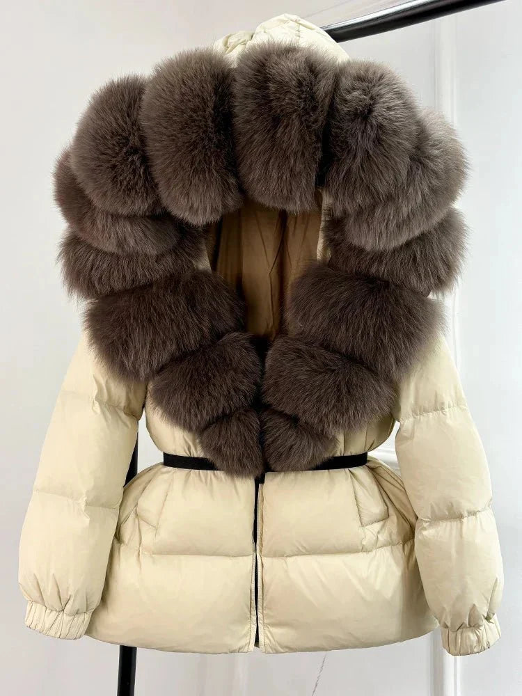 Women’s Hooded Winter Puffer Jacket with Fur-Style Trim