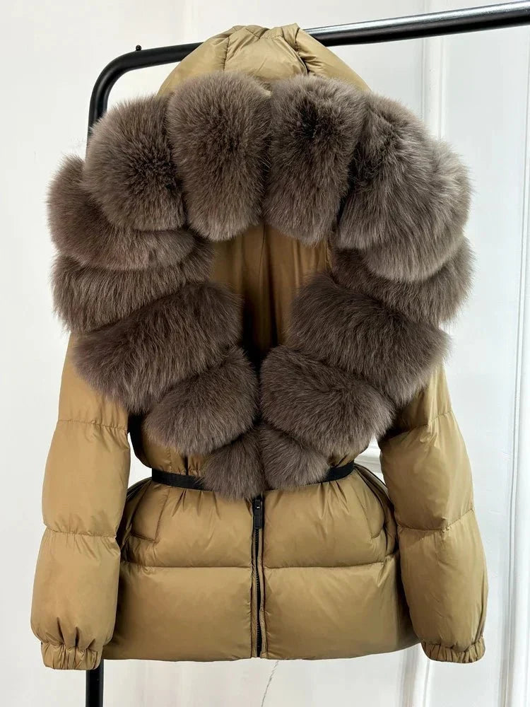 Women’s Hooded Winter Puffer Jacket with Fur-Style Trim