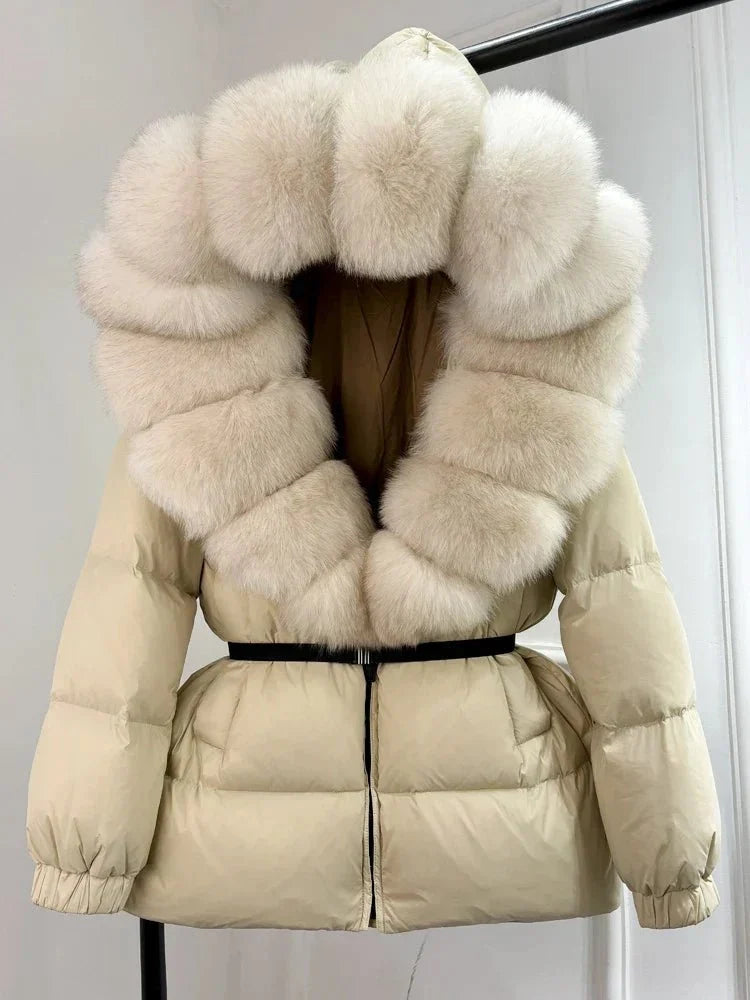 Women’s Hooded Winter Puffer Jacket with Fur-Style Trim