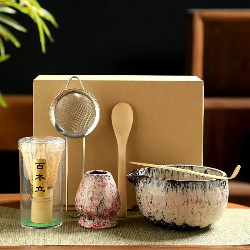 Japanese Matcha Tea Set – 6-Piece Ceramic & Bamboo Whisk Kit