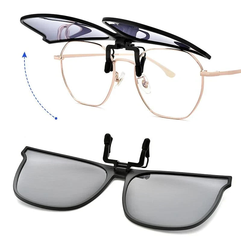Polarised Clip-On Flip-Up Sunglasses – For Glasses