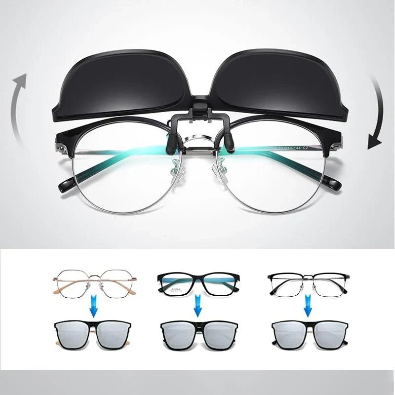 Polarised Clip-On Flip-Up Sunglasses – For Glasses