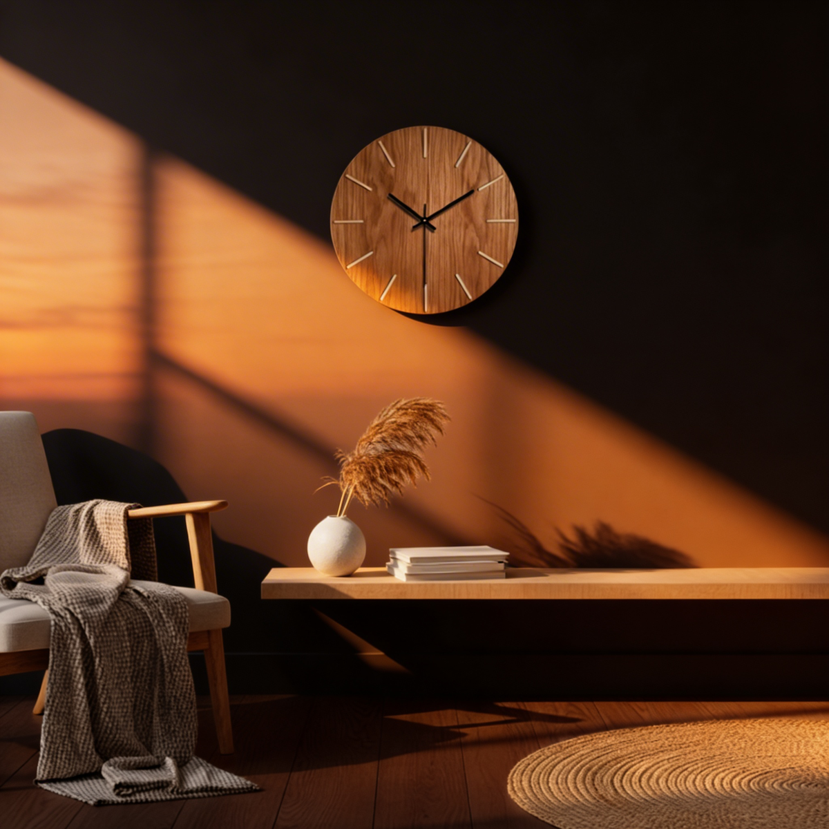 Silent Wood-Grain Wall Clock