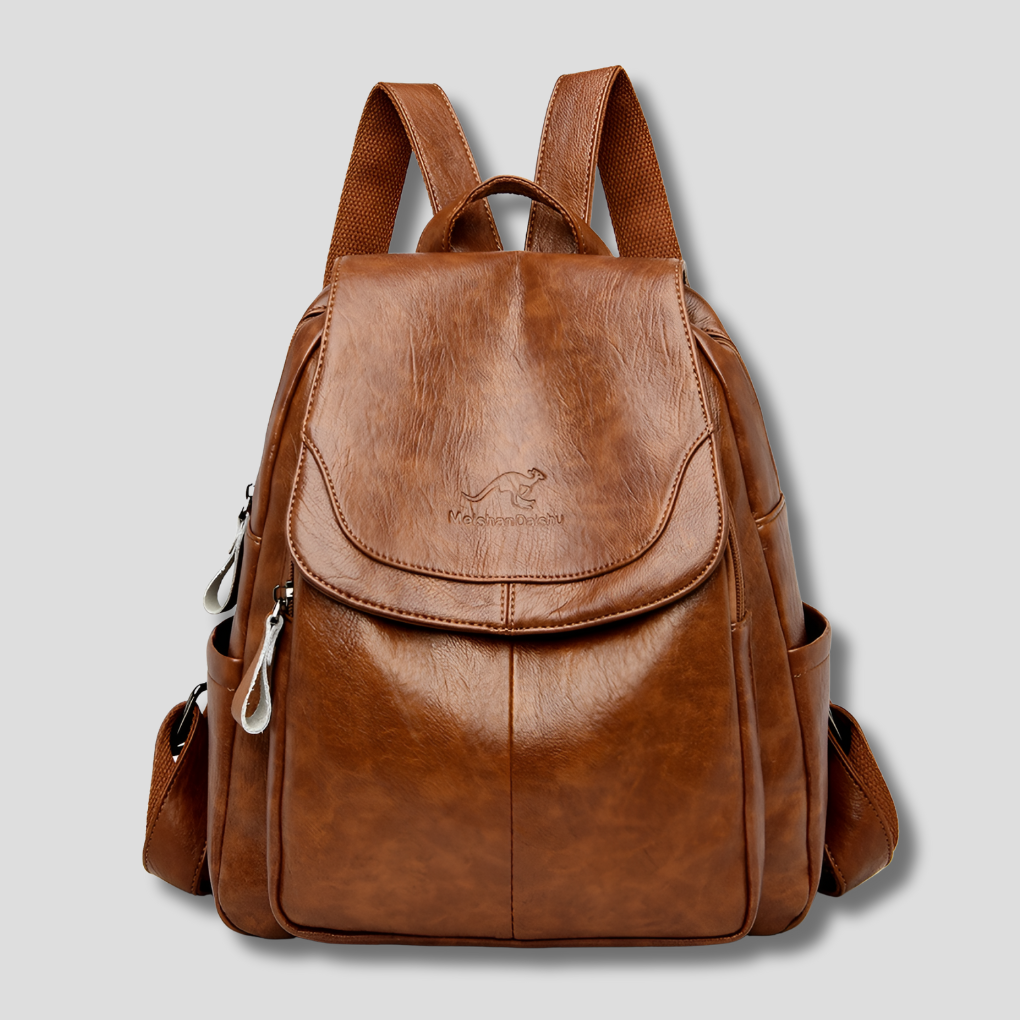 Women’s Anti-Theft Leather Backpack – Embossed Elegant Travel Shoulder Bag