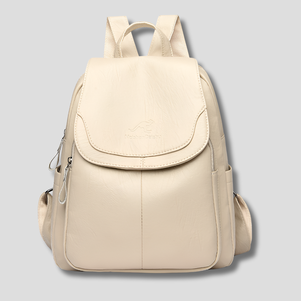Women’s Anti-Theft Leather Backpack – Embossed Elegant Travel Shoulder Bag