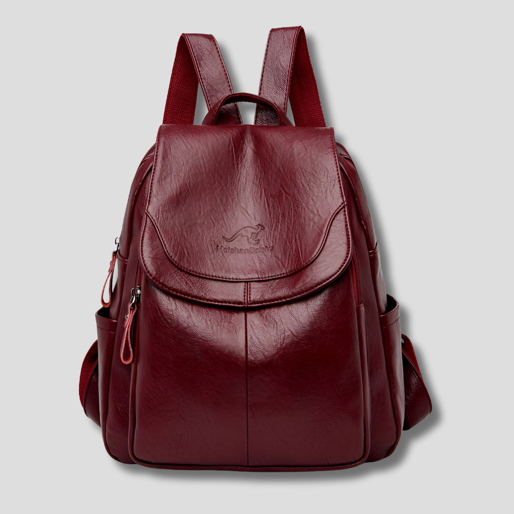 Women’s Anti-Theft Leather Backpack – Embossed Elegant Travel Shoulder Bag
