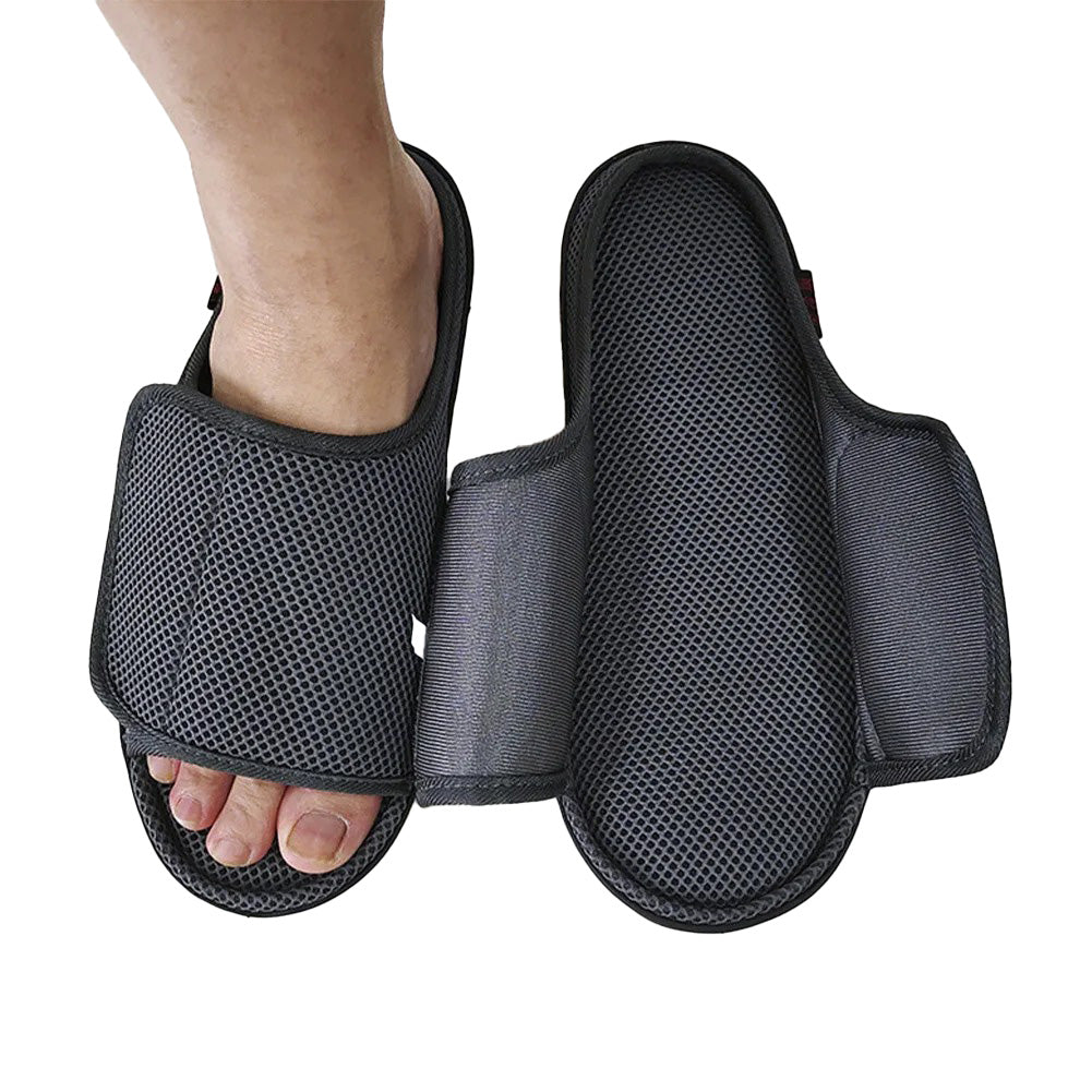 Wide-Fit Fully Opening Comfort Slippers – Adjustable