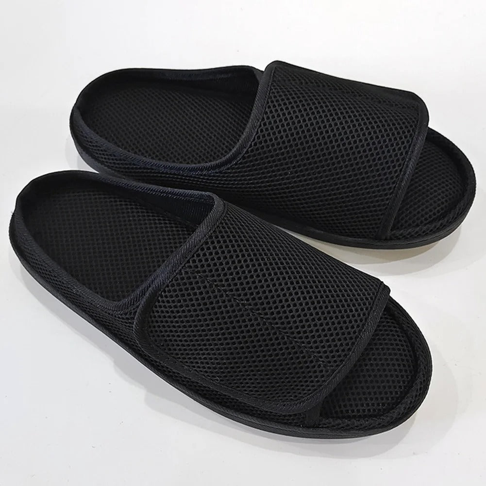 Wide-Fit Fully Opening Comfort Slippers – Adjustable