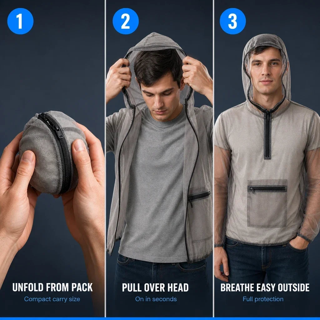 Ultralight Mesh Insect Jacket – Outdoor Bug Protection