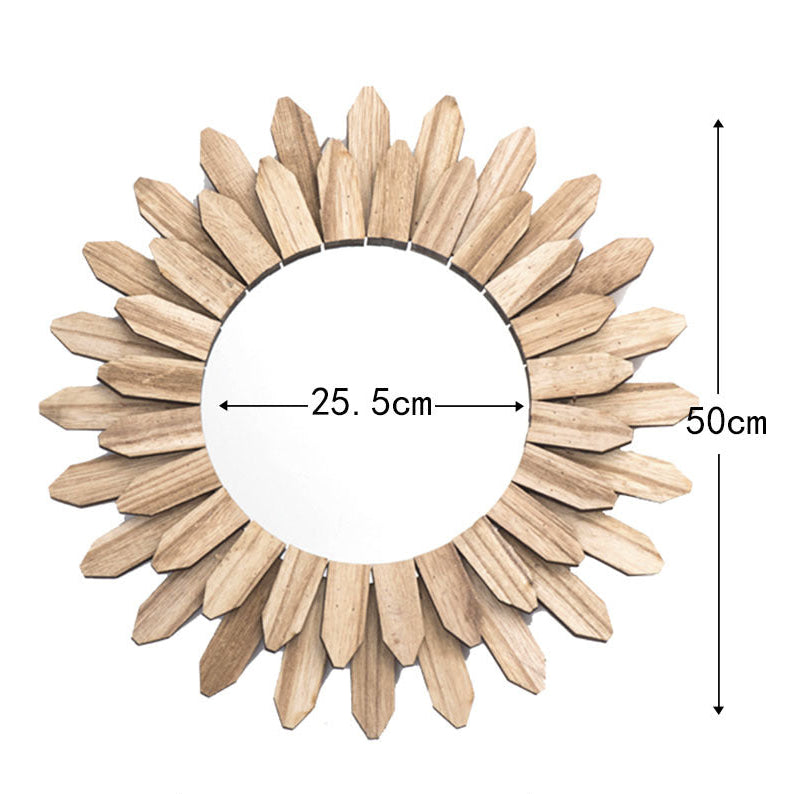 Rustic Wooden Sunburst Wall Mirror
