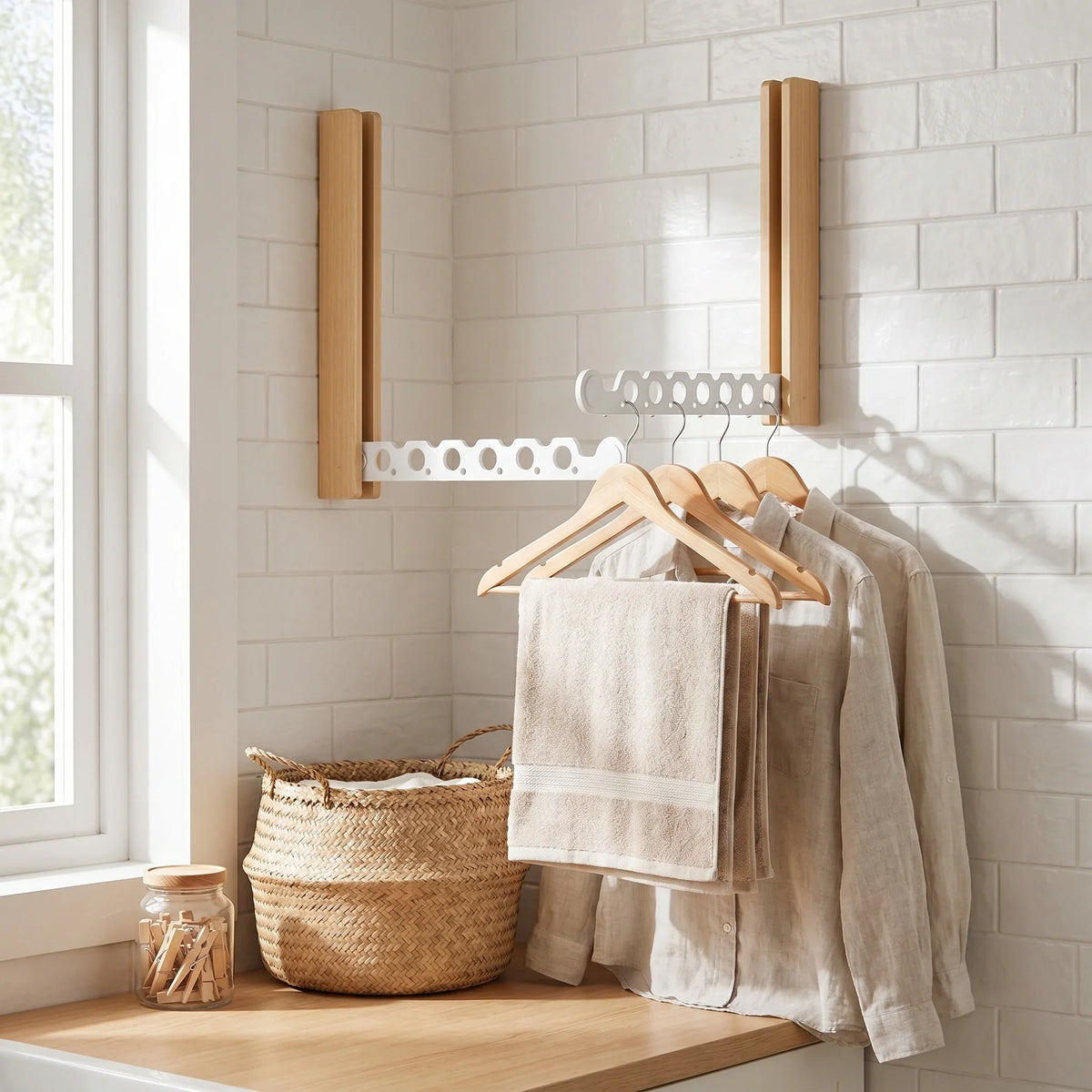 Collapsible Wooden Clothes Rail – Space-Saving Hanger