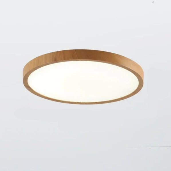 Ultrathin Walnut Ceiling Light – 1" Slim Circular LED