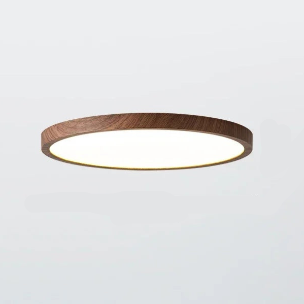 Ultrathin Walnut Ceiling Light – 1" Slim Circular LED