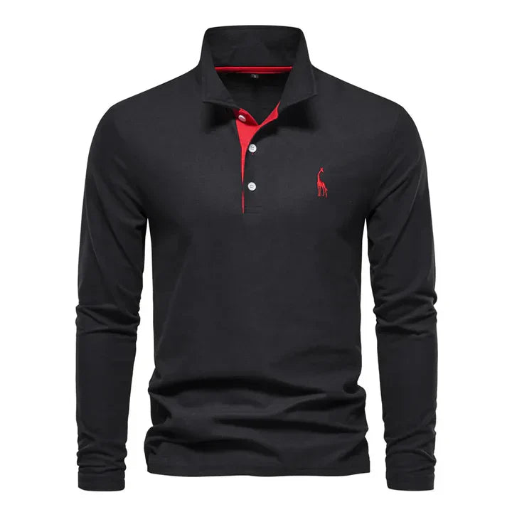Men’s Long-Sleeved Cotton Polo Shirt – Classic Regular Fit Casual Smart Jumper