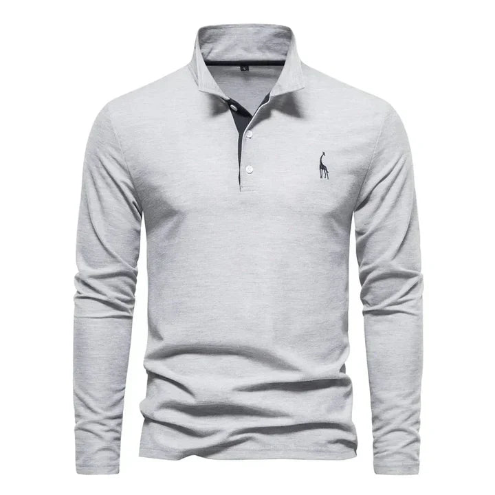 Men’s Long-Sleeved Cotton Polo Shirt – Classic Regular Fit Casual Smart Jumper