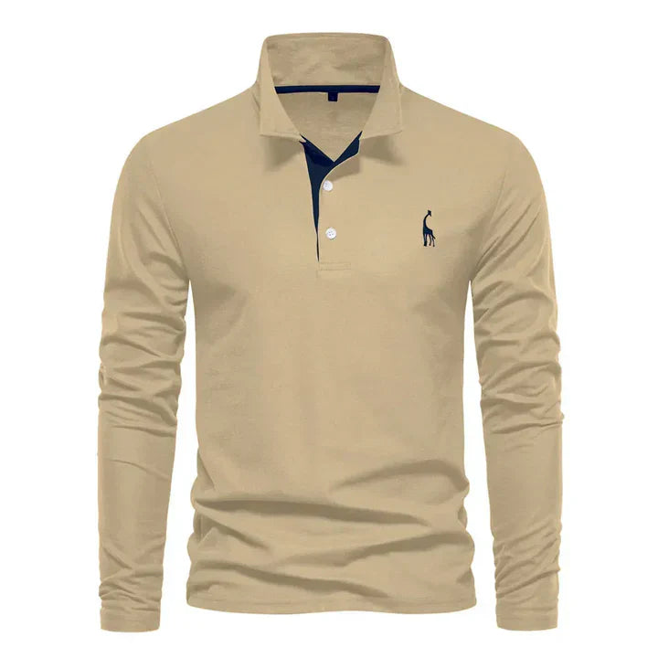 Men’s Long-Sleeved Cotton Polo Shirt – Classic Regular Fit Casual Smart Jumper