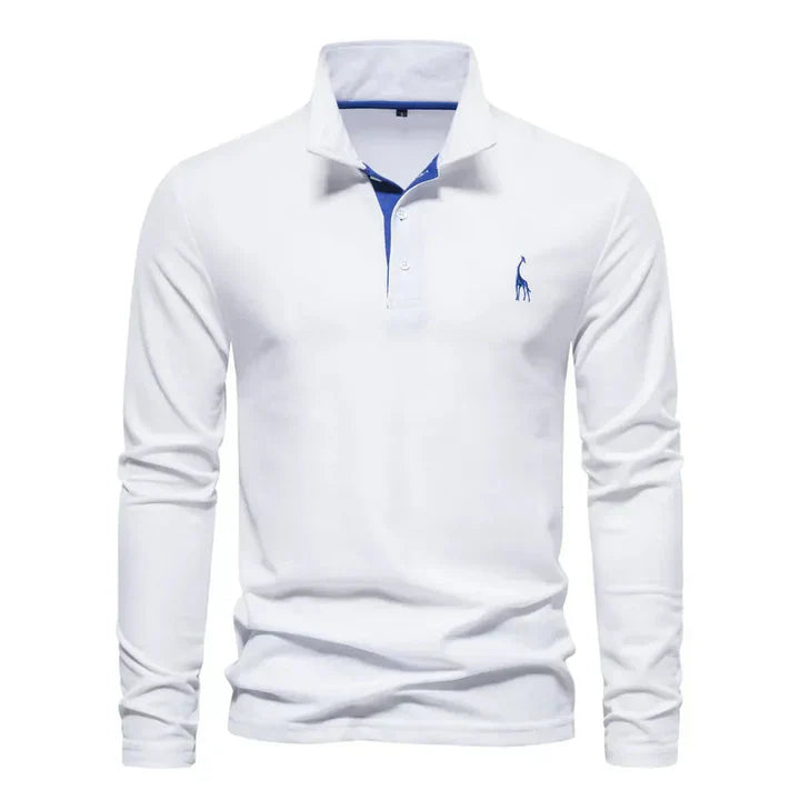 Men’s Long-Sleeved Cotton Polo Shirt – Classic Regular Fit Casual Smart Jumper