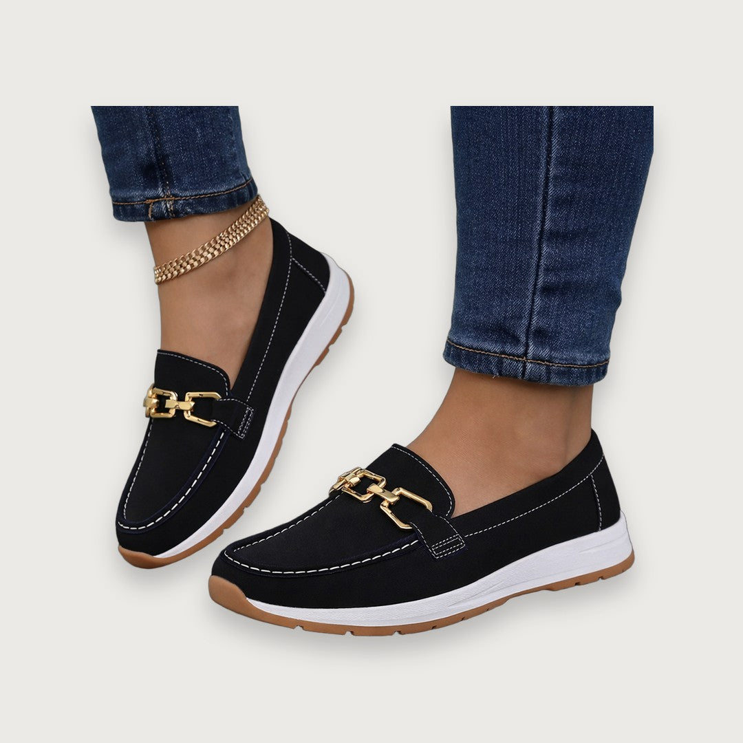 Women's Orthopedic Suede Chain-Detail Loafers