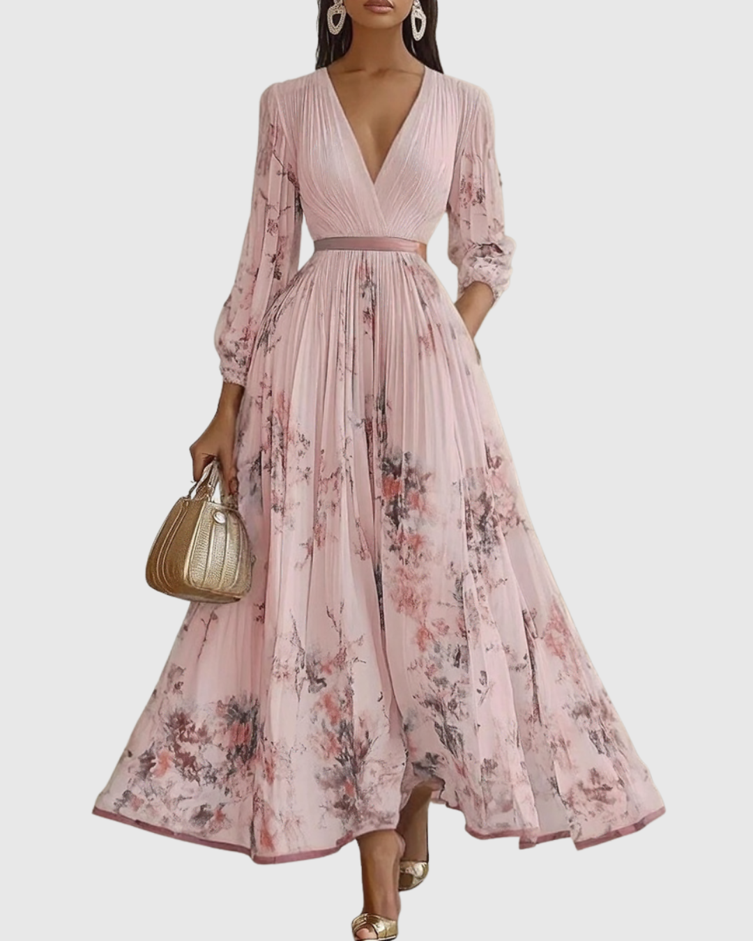 Women’s V-Neck A-Line Midi Dress