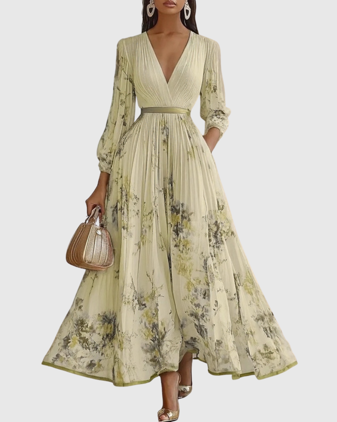 Women’s V-Neck A-Line Midi Dress