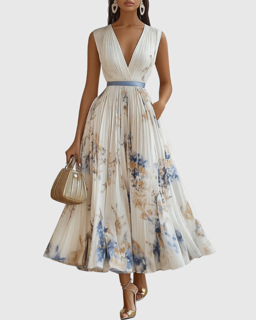 Women’s V-Neck A-Line Midi Dress