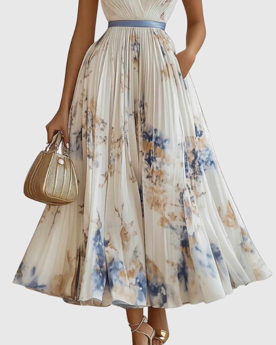 Women’s V-Neck A-Line Midi Dress