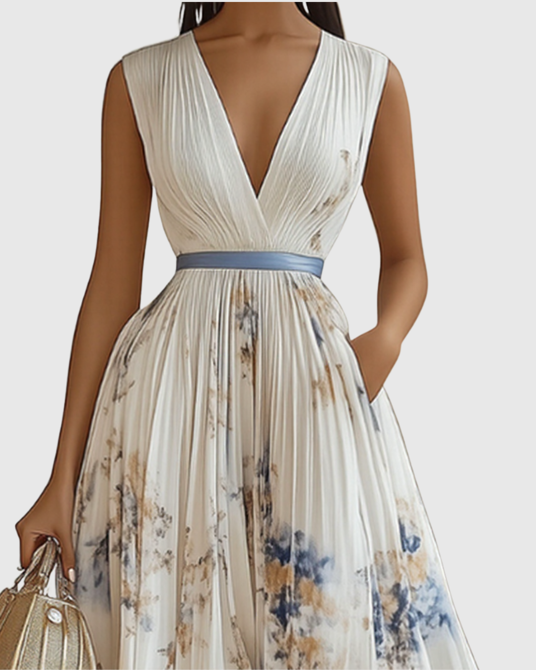 Women’s V-Neck A-Line Midi Dress