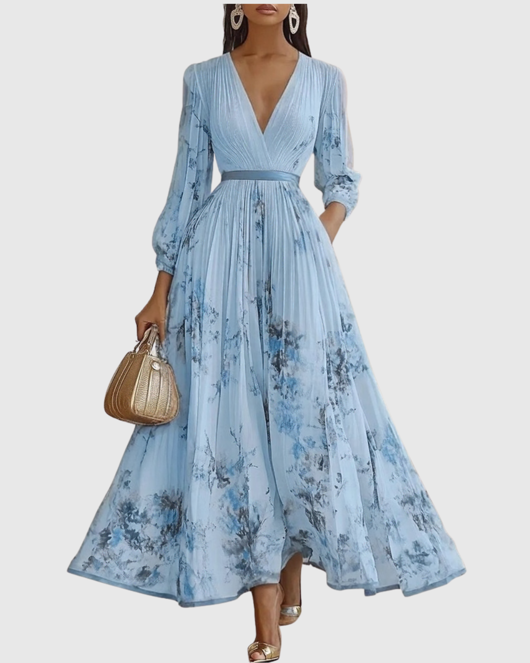 Women’s V-Neck A-Line Midi Dress
