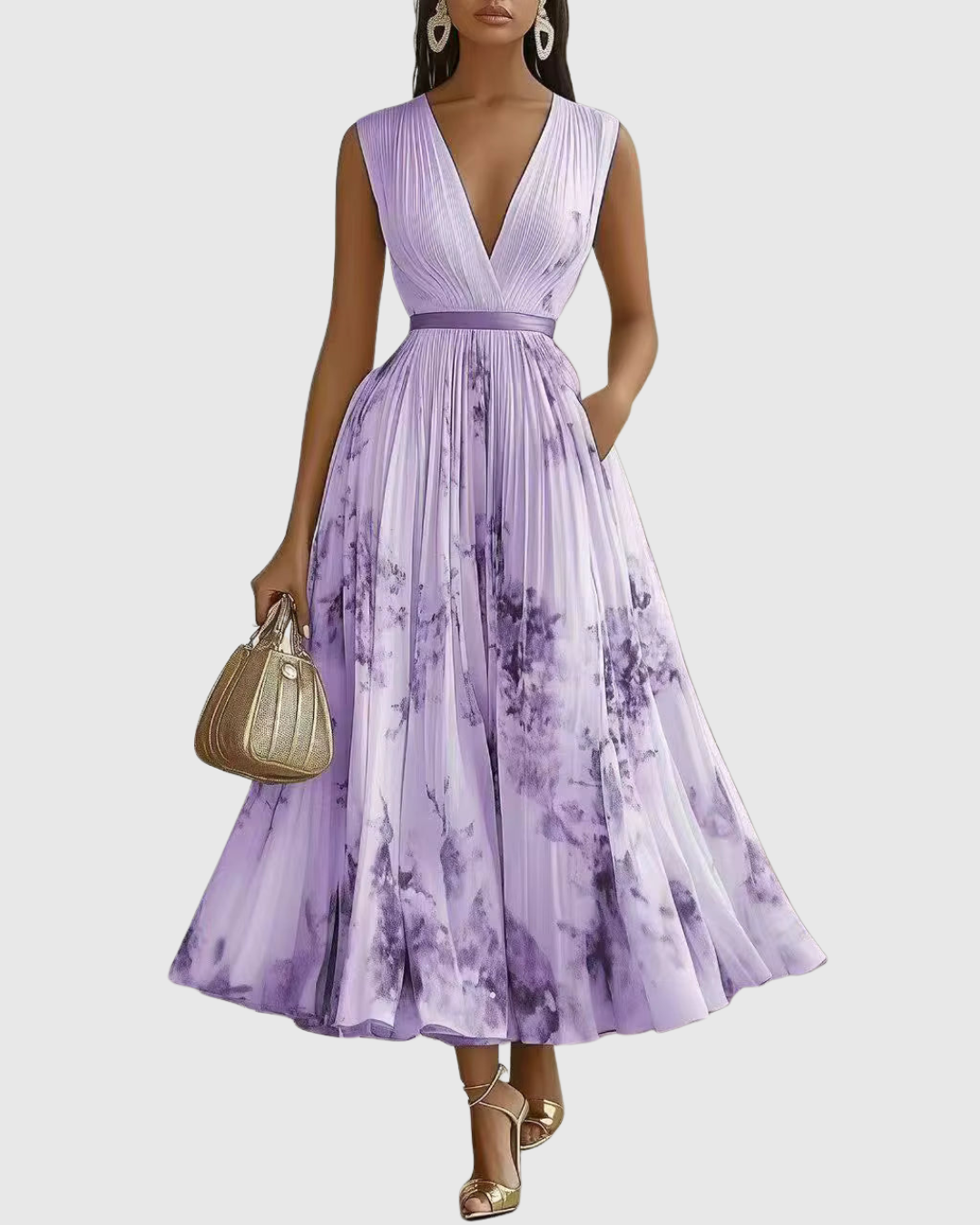 Women’s V-Neck A-Line Midi Dress