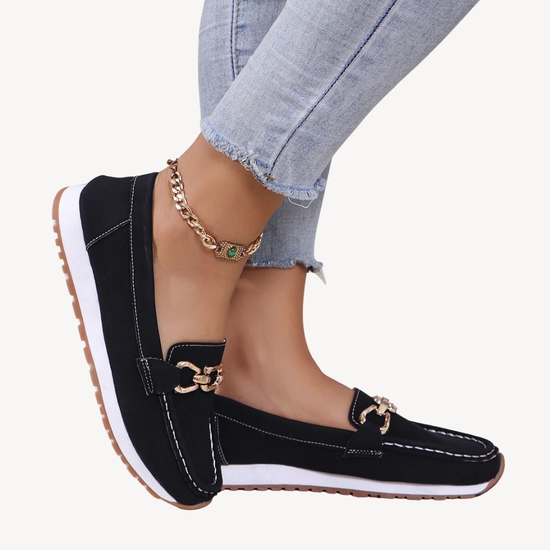 Women's Orthopedic Suede Chain-Detail Loafers